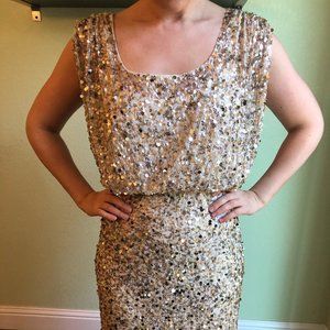 Aidan Mattox Gold Sequin Evening Gown